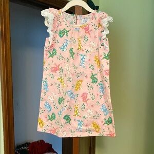 Pink Floral Sleeveless Dress with Lace Trim